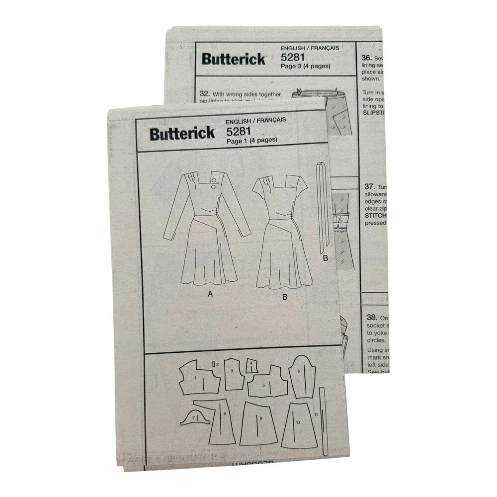 2008 Butterick Retro '46 Sewing Pattern Misses Dress & Belt Sizes 6-12 #B5281
